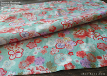 Load image into Gallery viewer, Furoshiki Reusable Fabric Wrap, Bandana, Hikita Hanaguruma Celadon ⦿fsjf0003
