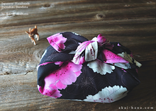 Load image into Gallery viewer, Furoshiki Reusable Fabric Wrap, Bandana, SAKURA Black ⦿fsjf0005
