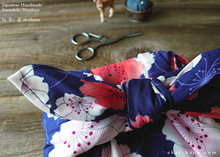 Load image into Gallery viewer, Furoshiki Reusable Fabric Wrap, Bandana, SAKURA Navy ⦿fsjf0007
