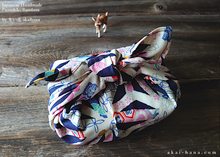 Load image into Gallery viewer, Furoshiki Reusable Fabric Wrap, Bandana, Asanoha Hana Monyou Navy⦿fsjf0017
