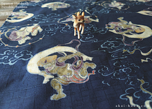 Load image into Gallery viewer, Furoshiki Reusable Fabric Wrap, Bandana, Fūjin Raijin ⦿fsjf0019
