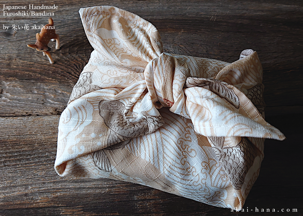 Furoshiki Reusable Fabric Wrap, Bandana, Koi Carp ⦿fsjf0020