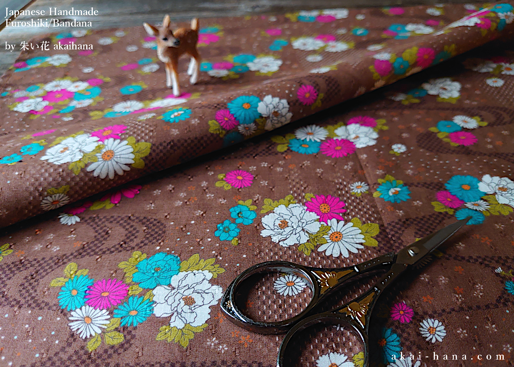 Handmade Blue Floral Drawstring Bags Reusable Kimono Fabric 