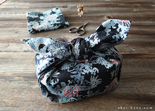 Load image into Gallery viewer, Furoshiki Reusable Fabric Wrap, Bandana, Ryū Dragon Black ⦿fsjf0025

