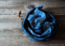 Load image into Gallery viewer, Furoshiki Reusable Fabric Wrap, Bandana, Japabese Double Gauze Camouflage Navy ⦿fsjf0026
