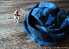 Load image into Gallery viewer, Furoshiki Reusable Fabric Wrap, Bandana, Japabese Double Gauze Camouflage Navy ⦿fsjf0026
