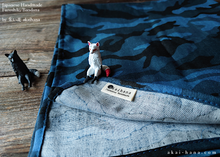 Load image into Gallery viewer, Furoshiki Reusable Fabric Wrap, Bandana, Japabese Double Gauze Camouflage Navy ⦿fsjf0026
