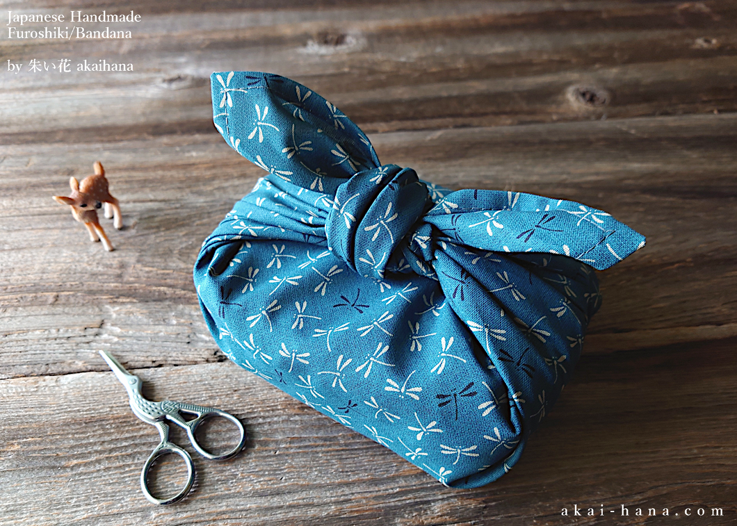 Furoshiki Reusable Fabric Wrap, Bandana, Tombo Dragonfly ⦿fsjf0029