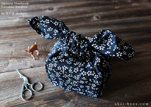 Load image into Gallery viewer, Furoshiki Reusable Fabric Wrap, Bandana, Sakura, Black or Dark Blue ⦿fsjf0030-31
