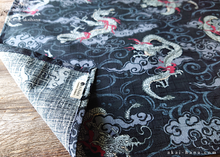 Load image into Gallery viewer, Furoshiki Reusable Fabric Wrap, Bandana, Ryū Dragon Black ⦿fsjf0034
