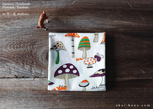 Load image into Gallery viewer, Furoshiki Reusable Fabric Wrap, Bandana, Mushrooms Brown and Orange ⦿fsjf1009
