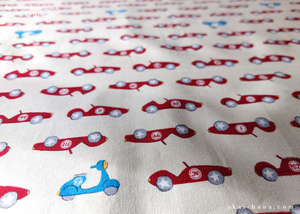 Furoshiki Reusable Fabric Wrap, Bandana, Race Cars & Scooters ⦿fsjf1012