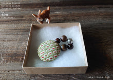 Load image into Gallery viewer, Vintage Kimono Covered Button Hair Ties, Shibori matcha green
