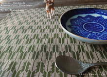 Load image into Gallery viewer, Clearance⦿Japanese Handmade Placemats, Yagasuri (Arrowhead) Khaki and Green, pmjf1004
