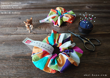 Load image into Gallery viewer, Japanese Handmade Scrunchies, Rainbow Tiles, scaf0004
