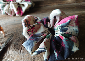 Japanese Handmade Scrunchies, Pink Garden, scjf0023