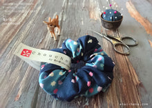 Load image into Gallery viewer, Japanese Handmade Kimono style Scrunchies, Konpeitō (confeito) Navy, scjf0029
