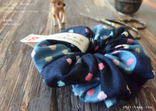 Load image into Gallery viewer, Japanese Handmade Kimono style Scrunchies, Konpeitō (confeito) Navy, scjf0029

