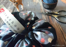 Load image into Gallery viewer, Japanese Handmade Kimono style Scrunchies, Konpeitō (confeito) Black, scjf0030
