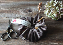 Load image into Gallery viewer, Handmade Kimono style Scrunchies, Kawarijima Gray, 100% Japanese cotton
