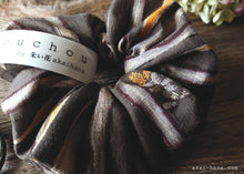 Load image into Gallery viewer, Handmade Kimono style Scrunchies, Kawarijima Gray, 100% Japanese cotton

