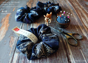 Japanese Handmade Kimono Style Scrunchies, Yukata Yohryū Crape, scjf0042