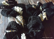 Load image into Gallery viewer, Japanese Handmade Kimono style Scrunchies, Kuro Nadeshiko, Black Dianthus, scjf0068
