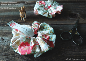 Japanese Handmade Kimono Style Scrunchies, SAKURA scjf0084