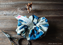 Load image into Gallery viewer, Japanese Handmade Scrunchies, Blue Floral, scjf0085
