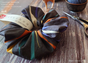Japanese Handmade Kimono Style Scrunchies, Mizu Fūsen (Water Balloon) scjf0086
