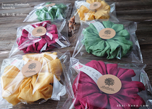 Load image into Gallery viewer, Japanese Handmade Cotton Organdy Scrunchies, Raspberry, Green or Yellow scjf0101-3
