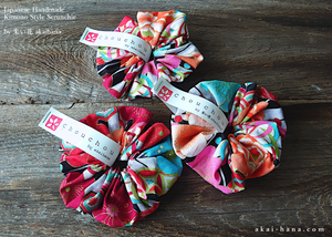 Japanese Handmade Kimono style Scrunchies, Taisho-Roman, scjf0104