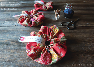 Japanese Handmade Kimono style Scrunchies, scjf0107