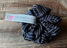 Load image into Gallery viewer, Vintage Kimono Scrunchies, Shibori Black x White, Japanese Handmade
