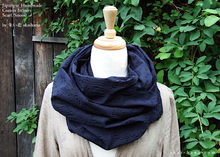 Load image into Gallery viewer, Japanese Infinity Snood Scarf, Enshuku Cotton, Dots Dark Navy, sif0011
