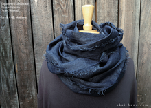 Load image into Gallery viewer, Japanese Indigo Linen Infinity Scarf, Dark Navy, sif0020
