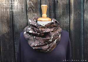 Japanese Handmade Infinity Scarf, Linen x Cotton, Nordic Floral