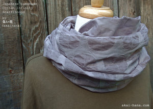 Japanese Handmade Infinity Snood Scarf, Asagao Morning Glory, Grayish Purple, sif0038