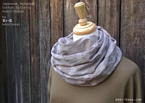 Japanese Handmade Infinity Snood Scarf, Asagao Morning Glory, Grayish Purple, sif0038