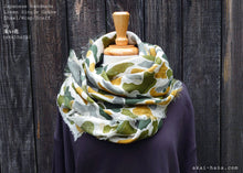 Load image into Gallery viewer, Japanese Linen Gauze Wrap Scarf, Camouflage Yellow x Green
