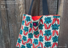 Load image into Gallery viewer, Nordic Floral Blue Green, Japanese Handmade Linen Square Tote Bag
