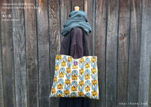 Load image into Gallery viewer, Nordic Floral Yellow, Japanese Handmade Linen Square Tote Bag
