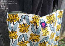 Load image into Gallery viewer, Nordic Floral Yellow, Japanese Handmade Linen Square Tote Bag
