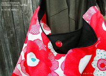 Load image into Gallery viewer, Japanese Handcrafted SANKAKU Tote, Large Floral Red ⦿tbml0028
