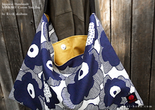 Load image into Gallery viewer, Japanese Handcrafted SANKAKU Tote, Large Floral Dark Blue ⦿tbml0029
