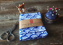 Load image into Gallery viewer, Japanese Tenugui Handkerchief with Sashiko Stitch, Seigaiha (wave)
