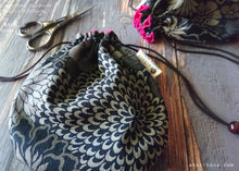 Load image into Gallery viewer, Shikibana Monyou Black, Temari Kinchaku Purse, tkjp0001
