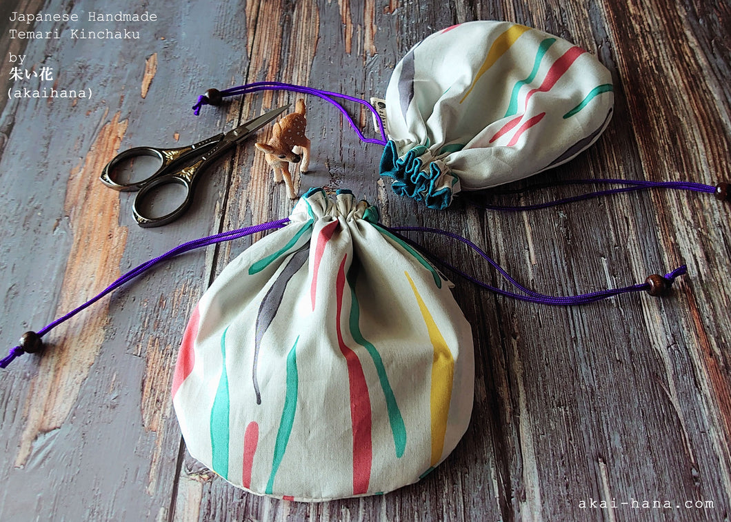 Mizu Fūsen (Water Balloon) White, Temari Kinchaku Purse, tkjp0005
