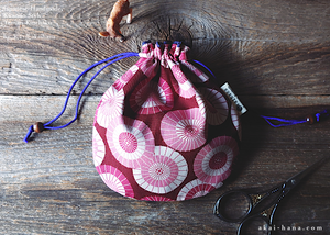 Japanese Handmade Temari Kinchaku Purse, Wagasa (Japanese Umbrella) ⦿tkjp0011