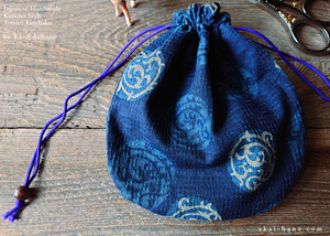 Japanese Handmade Temari Kinchaku Purse, Maru Karakusa, tkjp0013